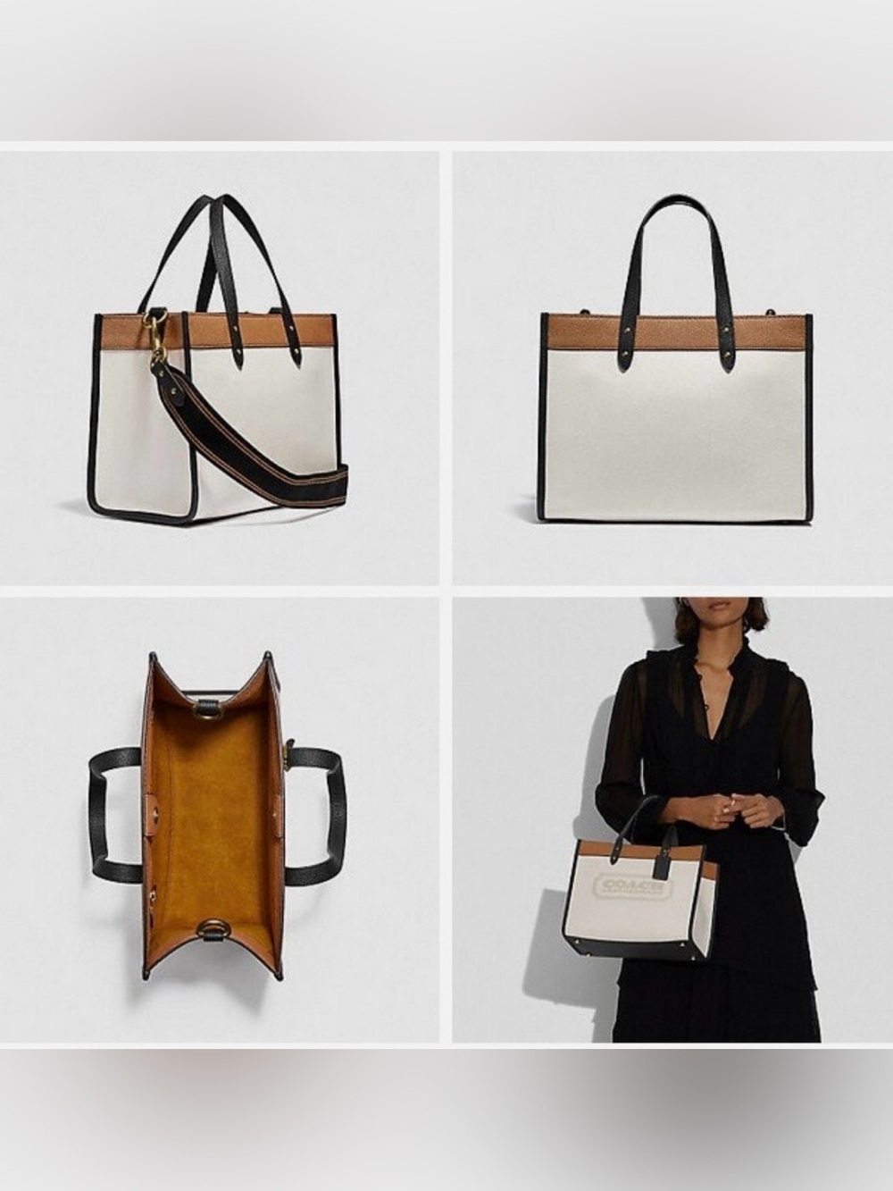 NWOT Coach Field Tote 30 in Colorblock, Chalk Multi/Brass